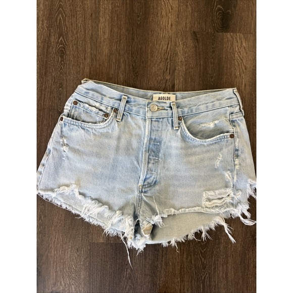 Agolde Pants - AGOLDE Parker High Rise Distressed Denim Shorts Light Wash Size 26 Boho Festival
